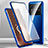 Coque Rebord Bumper Luxe Aluminum Metal Miroir 360 Degres Housse Etui Aimant P01 pour Vivo X Note Bleu