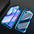 Coque Rebord Bumper Luxe Aluminum Metal Miroir 360 Degres Housse Etui Aimant pour Huawei P smart S Bleu