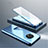 Coque Rebord Bumper Luxe Aluminum Metal Miroir 360 Degres Housse Etui Aimant pour OnePlus 7T Bleu