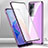 Coque Rebord Bumper Luxe Aluminum Metal Miroir 360 Degres Housse Etui Aimant pour Oppo A2 5G Violet