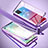 Coque Rebord Bumper Luxe Aluminum Metal Miroir 360 Degres Housse Etui Aimant pour Oppo Reno4 F Violet Clair