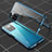Coque Rebord Bumper Luxe Aluminum Metal Miroir 360 Degres Housse Etui Aimant pour Xiaomi Redmi Note 10 Pro 5G Bleu