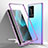 Coque Rebord Bumper Luxe Aluminum Metal Miroir 360 Degres Housse Etui Aimant T01 pour Huawei P40 Pro+ Plus Violet