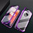 Coque Rebord Bumper Luxe Aluminum Metal Miroir 360 Degres Housse Etui Aimant T01 pour OnePlus 7T Violet