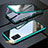 Coque Rebord Bumper Luxe Aluminum Metal Miroir 360 Degres Housse Etui Aimant T01 pour Samsung Galaxy A51 5G Cyan