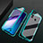 Coque Rebord Bumper Luxe Aluminum Metal Miroir 360 Degres Housse Etui Aimant T01 pour Xiaomi Redmi Note 8 (2021) Cyan