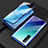 Coque Rebord Bumper Luxe Aluminum Metal Miroir 360 Degres Housse Etui Aimant T03 pour Oppo Find X2 Neo Bleu