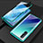 Coque Rebord Bumper Luxe Aluminum Metal Miroir 360 Degres Housse Etui Aimant T03 pour Oppo Find X2 Neo Cyan