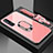 Coque Rebord Contour Silicone et Vitre Miroir Housse Etui avec Support Bague Anneau Magnetique A02 pour Oppo Reno3 Pro Rose