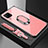 Coque Rebord Contour Silicone et Vitre Miroir Housse Etui avec Support Bague Anneau Magnetique pour Huawei Nova 6 SE Or Rose