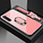 Coque Rebord Contour Silicone et Vitre Miroir Housse Etui avec Support Bague Anneau Magnetique pour Oppo F15 Rose