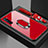 Coque Rebord Contour Silicone et Vitre Miroir Housse Etui avec Support Bague Anneau Magnetique pour Oppo F15 Rouge