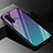 Coque Rebord Contour Silicone et Vitre Miroir Housse Etui Degrade Arc en Ciel H01 pour Oppo Find X2 Cyan