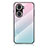 Coque Rebord Contour Silicone et Vitre Miroir Housse Etui Degrade Arc en Ciel LS1 pour Huawei Honor 60 5G Cyan