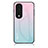 Coque Rebord Contour Silicone et Vitre Miroir Housse Etui Degrade Arc en Ciel LS1 pour Huawei Honor 80 5G Cyan