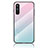 Coque Rebord Contour Silicone et Vitre Miroir Housse Etui Degrade Arc en Ciel LS1 pour OnePlus Nord CE 5G Cyan