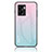 Coque Rebord Contour Silicone et Vitre Miroir Housse Etui Degrade Arc en Ciel LS1 pour OnePlus Nord N300 5G Cyan