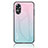 Coque Rebord Contour Silicone et Vitre Miroir Housse Etui Degrade Arc en Ciel LS1 pour Oppo A17 Cyan