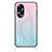 Coque Rebord Contour Silicone et Vitre Miroir Housse Etui Degrade Arc en Ciel LS1 pour Oppo A18 Cyan