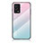 Coque Rebord Contour Silicone et Vitre Miroir Housse Etui Degrade Arc en Ciel LS1 pour Oppo A55 4G Cyan