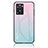 Coque Rebord Contour Silicone et Vitre Miroir Housse Etui Degrade Arc en Ciel LS1 pour Oppo A77s Cyan