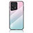 Coque Rebord Contour Silicone et Vitre Miroir Housse Etui Degrade Arc en Ciel LS1 pour Oppo Find X5 5G Cyan