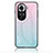 Coque Rebord Contour Silicone et Vitre Miroir Housse Etui Degrade Arc en Ciel LS1 pour Oppo Reno11 5G Cyan