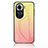 Coque Rebord Contour Silicone et Vitre Miroir Housse Etui Degrade Arc en Ciel LS1 pour Oppo Reno11 5G Jaune