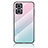 Coque Rebord Contour Silicone et Vitre Miroir Housse Etui Degrade Arc en Ciel LS1 pour Oppo Reno7 Lite 5G Cyan