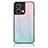 Coque Rebord Contour Silicone et Vitre Miroir Housse Etui Degrade Arc en Ciel LS1 pour Oppo Reno8 5G Cyan