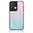 Coque Rebord Contour Silicone et Vitre Miroir Housse Etui Degrade Arc en Ciel LS1 pour Oppo Reno8 Pro 5G Cyan