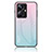 Coque Rebord Contour Silicone et Vitre Miroir Housse Etui Degrade Arc en Ciel LS1 pour Realme 10 Pro+ Plus 5G Cyan