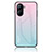 Coque Rebord Contour Silicone et Vitre Miroir Housse Etui Degrade Arc en Ciel LS1 pour Realme C33 (2023) Cyan