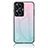 Coque Rebord Contour Silicone et Vitre Miroir Housse Etui Degrade Arc en Ciel LS1 pour Realme C55 Cyan