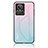 Coque Rebord Contour Silicone et Vitre Miroir Housse Etui Degrade Arc en Ciel LS1 pour Realme GT2 Master Explorer Cyan