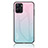 Coque Rebord Contour Silicone et Vitre Miroir Housse Etui Degrade Arc en Ciel LS1 pour Realme Q5x 5G Cyan