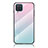 Coque Rebord Contour Silicone et Vitre Miroir Housse Etui Degrade Arc en Ciel LS1 pour Samsung Galaxy A12 5G Cyan