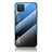 Coque Rebord Contour Silicone et Vitre Miroir Housse Etui Degrade Arc en Ciel LS1 pour Samsung Galaxy A12 Bleu