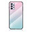 Coque Rebord Contour Silicone et Vitre Miroir Housse Etui Degrade Arc en Ciel LS1 pour Samsung Galaxy A32 4G Cyan