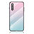 Coque Rebord Contour Silicone et Vitre Miroir Housse Etui Degrade Arc en Ciel LS1 pour Samsung Galaxy A41 SC-41A Cyan