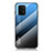 Coque Rebord Contour Silicone et Vitre Miroir Housse Etui Degrade Arc en Ciel LS1 pour Samsung Galaxy A91 Bleu