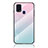 Coque Rebord Contour Silicone et Vitre Miroir Housse Etui Degrade Arc en Ciel LS1 pour Samsung Galaxy M21s Cyan