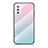 Coque Rebord Contour Silicone et Vitre Miroir Housse Etui Degrade Arc en Ciel LS1 pour Samsung Galaxy M52 5G Cyan