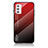 Coque Rebord Contour Silicone et Vitre Miroir Housse Etui Degrade Arc en Ciel LS1 pour Samsung Galaxy M52 5G Rouge