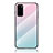 Coque Rebord Contour Silicone et Vitre Miroir Housse Etui Degrade Arc en Ciel LS1 pour Samsung Galaxy S20 5G Cyan