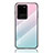 Coque Rebord Contour Silicone et Vitre Miroir Housse Etui Degrade Arc en Ciel LS1 pour Samsung Galaxy S20 Ultra 5G Cyan