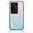 Coque Rebord Contour Silicone et Vitre Miroir Housse Etui Degrade Arc en Ciel LS1 pour Vivo iQOO 11 5G Cyan