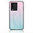 Coque Rebord Contour Silicone et Vitre Miroir Housse Etui Degrade Arc en Ciel LS1 pour Vivo iQOO 9T 5G Cyan