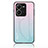 Coque Rebord Contour Silicone et Vitre Miroir Housse Etui Degrade Arc en Ciel LS1 pour Vivo V25e Cyan