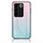 Coque Rebord Contour Silicone et Vitre Miroir Housse Etui Degrade Arc en Ciel LS1 pour Vivo V27 5G Cyan